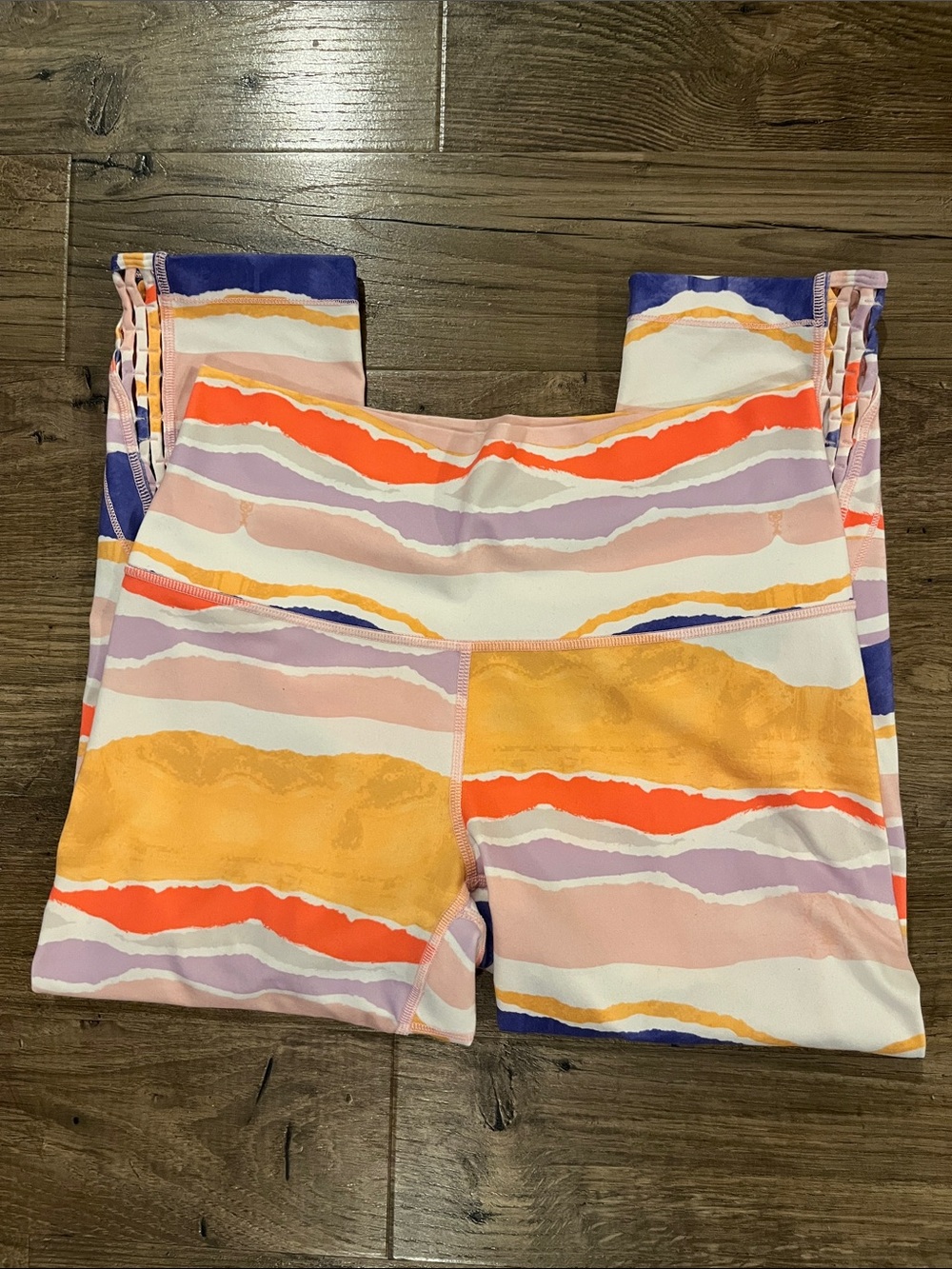 Lululemon Colorful Wave Print High-Waist Leggings - Orange, Lavender, Pink